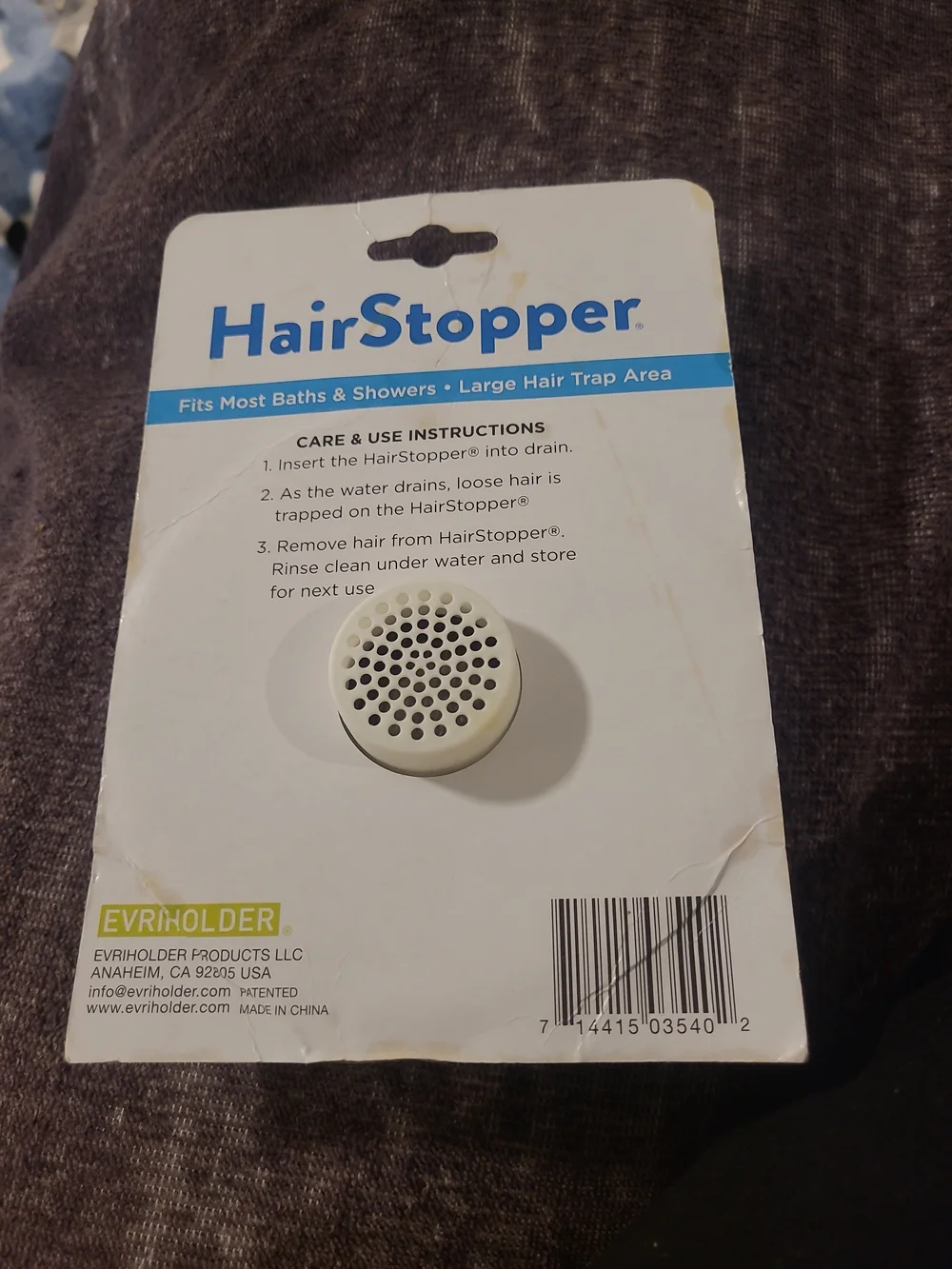 EVRI HairStopper Drain Strainer in White